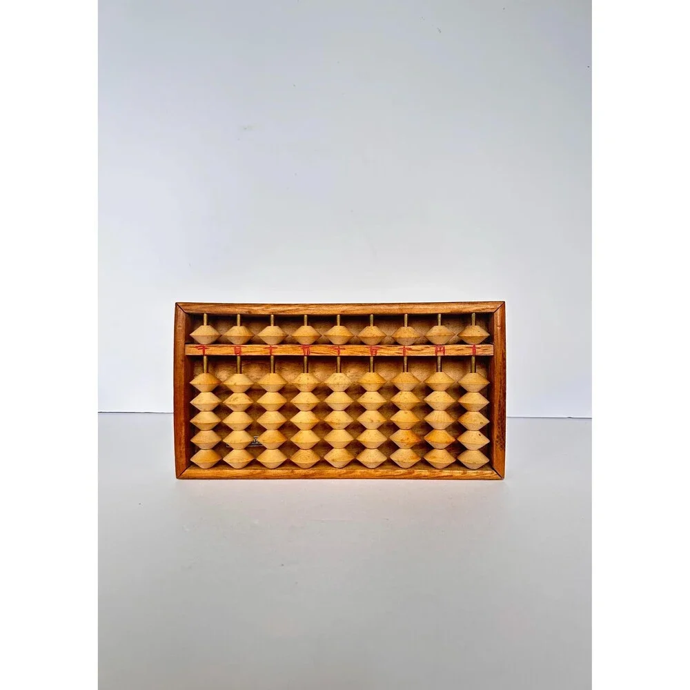 Vintage Japanese Wooden Soroban Abacus – Mid Century Showa Era 1-and-4 Bead